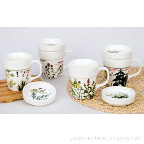 New Bone China Cup and Lid, Measures 8.5 x 9.4 x 7cm, Dishwasher Safe/Water Decal Printing